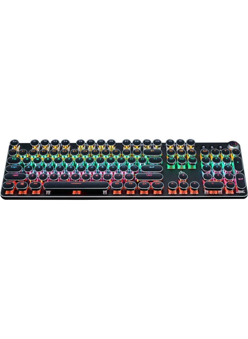 مس تيارا - K820 لوحة مفاتيح ميكانيكية للوسائط المتعددة ريترو فاسق زر غطاء مفتاح RGB لوحة مفاتيح ميكانيكية للكمبيوتر لوحة مفاتيح سلكية - Image 1