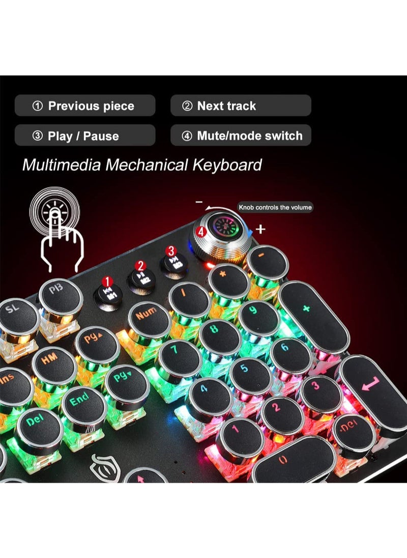 مس تيارا - K820 لوحة مفاتيح ميكانيكية للوسائط المتعددة ريترو فاسق زر غطاء مفتاح RGB لوحة مفاتيح ميكانيكية للكمبيوتر لوحة مفاتيح سلكية - Image 1