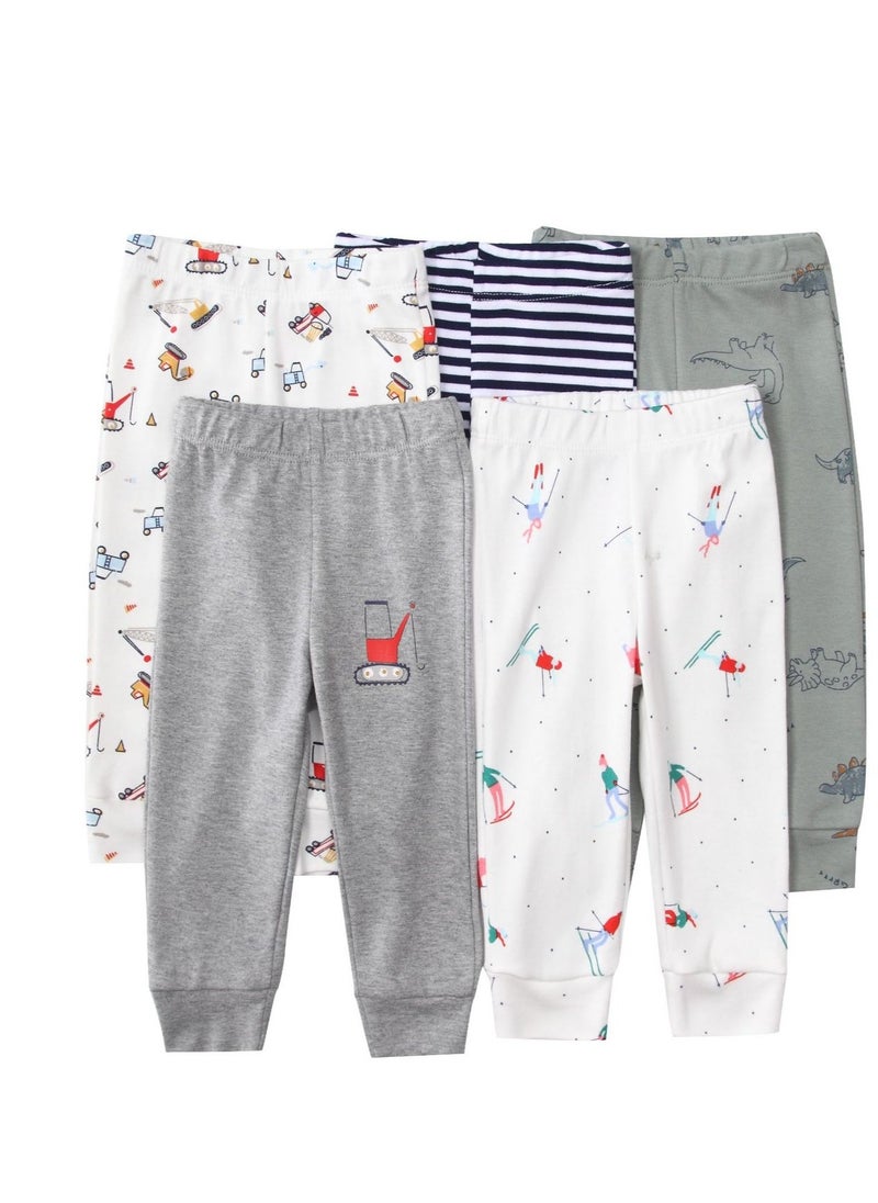 5-Pack Of Elastic Breathable Cotton Trousers For Infants And Young Children - Image 1