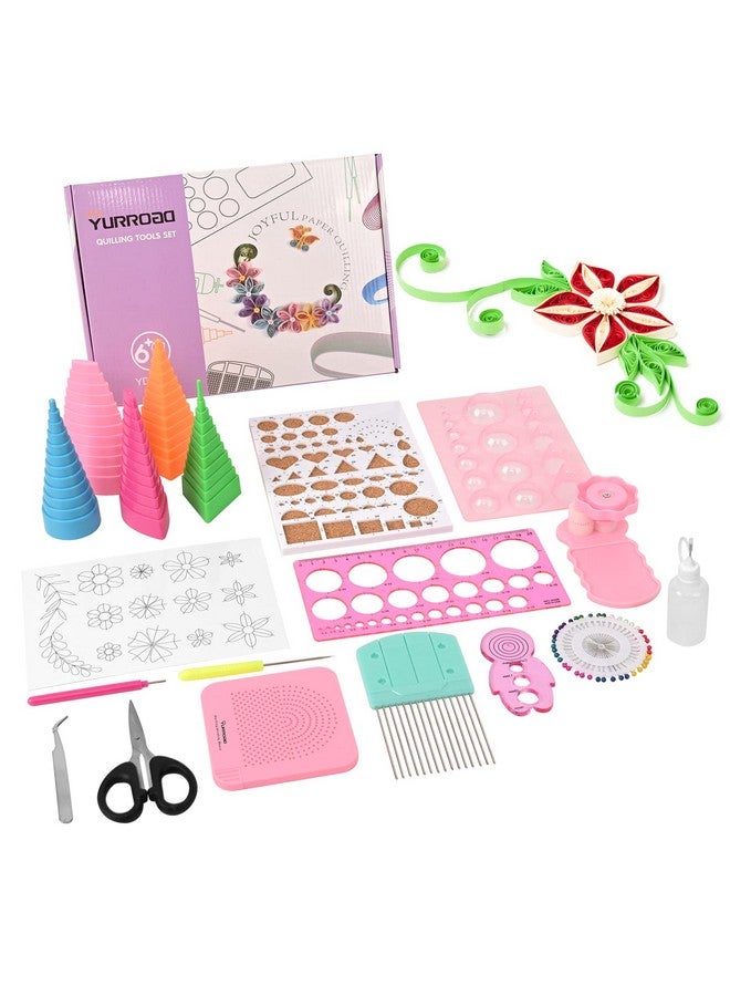 YURROAD YURROAD 19pcs Paper Quilling Tools Kit Paper Strips DIY Tool Set with Slotted Pen Quilling Board Curling Coach Comb Crimper Border Buddy Filigrana Tool Kit  - Image 1