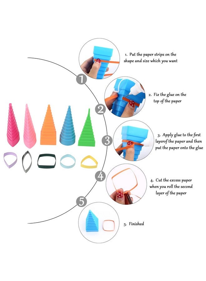 YURROAD YURROAD 19pcs Paper Quilling Tools Kit Paper Strips DIY Tool Set with Slotted Pen Quilling Board Curling Coach Comb Crimper Border Buddy Filigrana Tool Kit  - Image 3