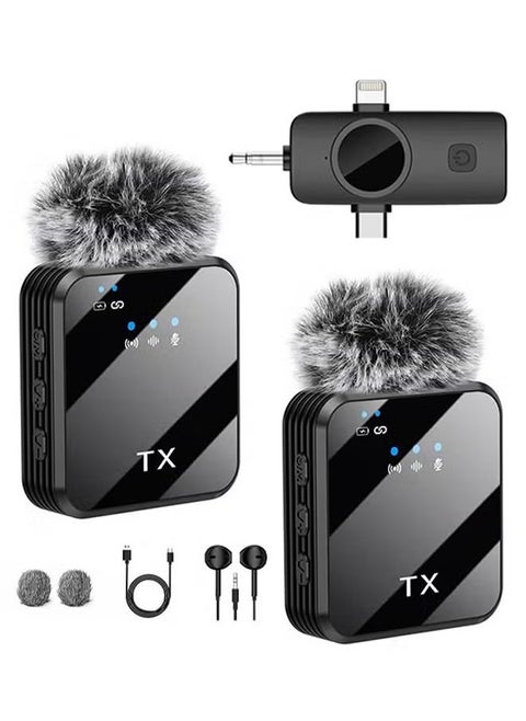Wireless Lavalier Microphone Douyin Live Broadcast Mobile Video Recording 2.4G Noise Reduction Mini Microphone Live Video Recording Vlog Interview Online Classroom