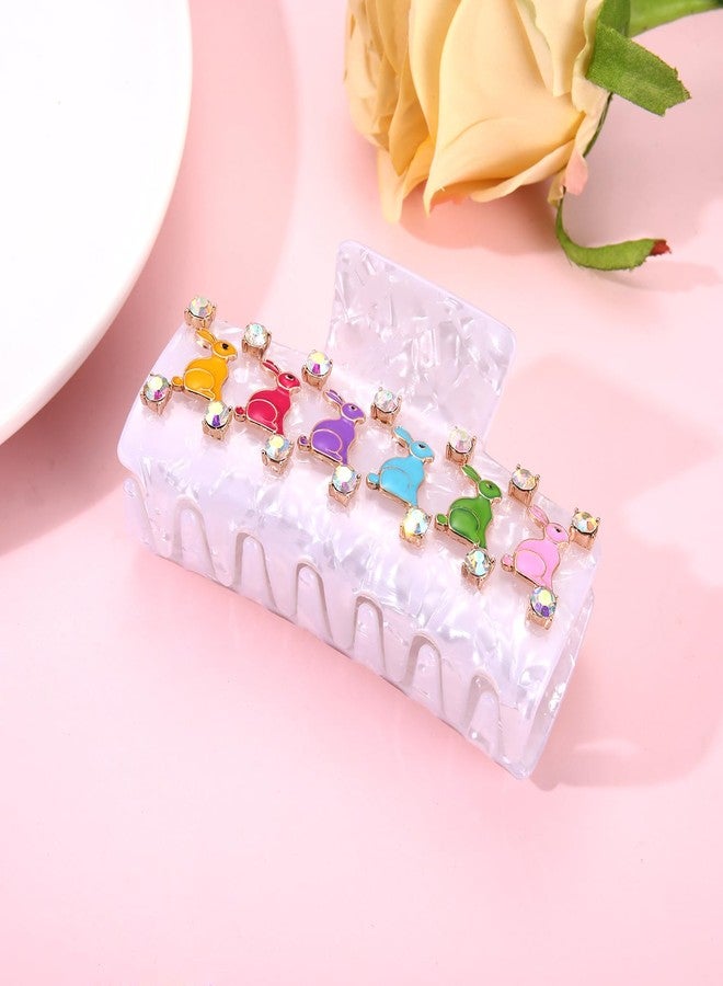 PHALIN Easter Hair Claw Clips for Women Bunny Hair Claws Large White Square Crystal Hair Barrettes Easter Accessories Outfits Gifts for Spring Holiday (Pattern H) - Image 3
