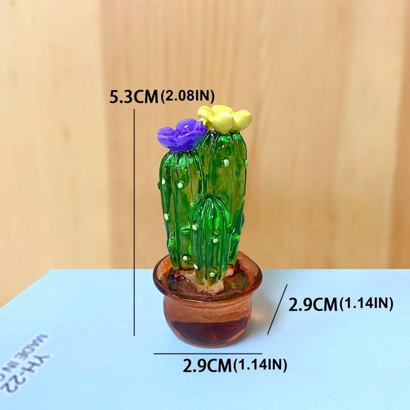 JARPSIRY 4PCS Handmade Mini Resin Cactus Cute Miniature Cacti Figurines Home Office Desk Tabletop Simulation Plants Decorations Car Interior Dashboard Ornaments - Image 4