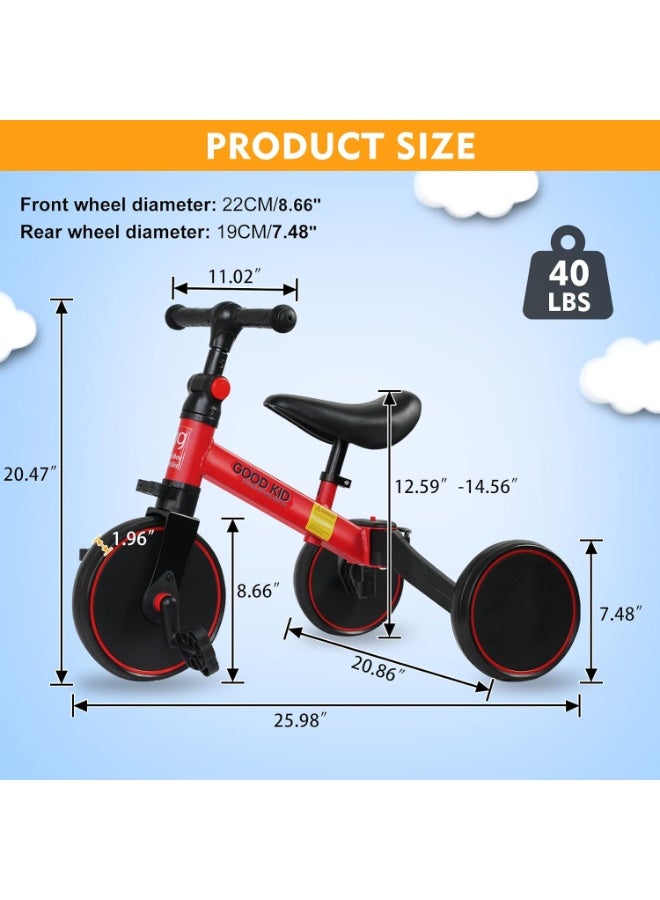 MUNTAQI 4-in-1 Kids Balance Bike & Tricycle for Toddlers – Adjustable Trike for 1-4 Years, Convertible Toddler Ride-On, Training Bike with Safety Handle & Footrest, Sturdy Frame for Boys & Girls - Image 5