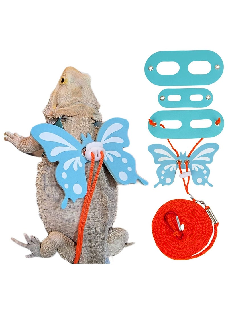 SYOSI Bearded Dragon Leash, Lizard Harness Adjustable Reptile Harness Stylish Lizard Leash Bearded Dragon Outdoor Gear Reptile Walking Leash for Bearded Dragon Lizard Reptiles (Blue Butterfly)  - Image 1