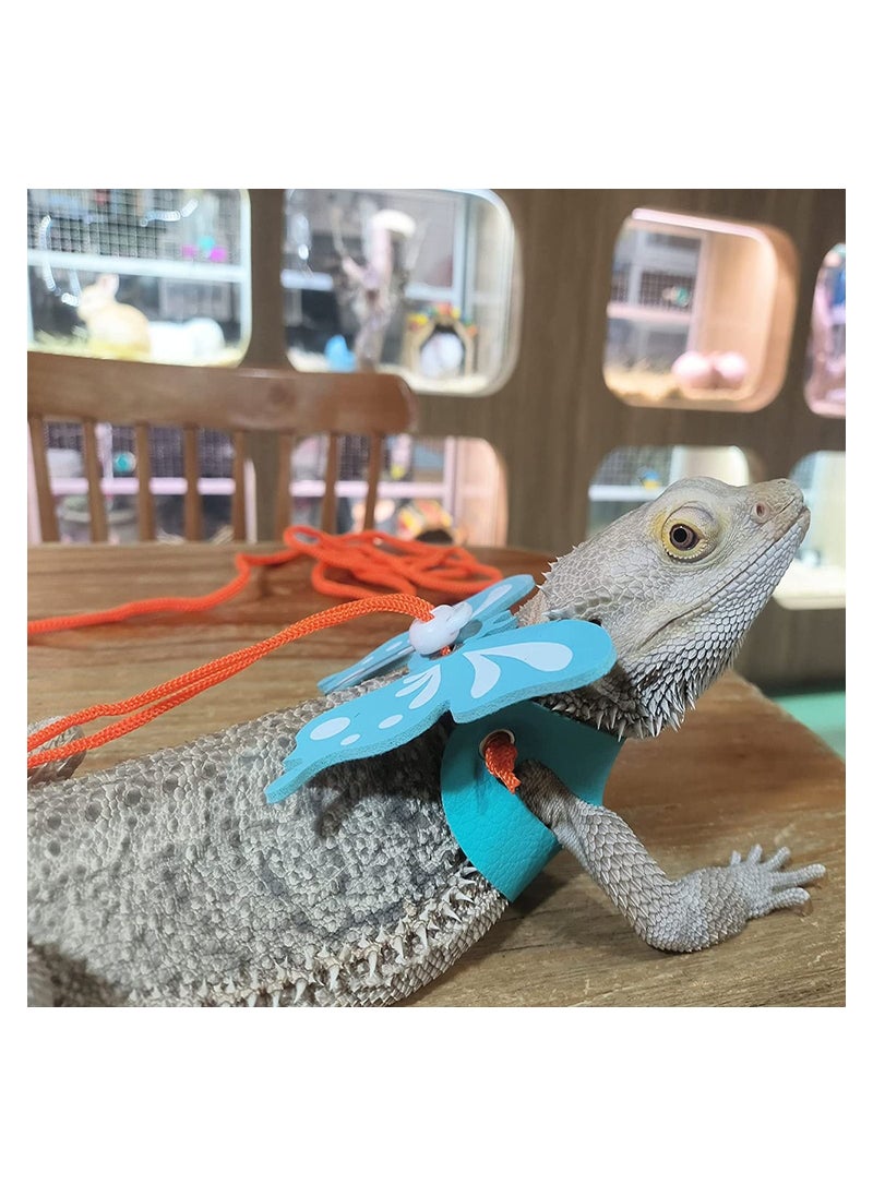 SYOSI Bearded Dragon Leash, Lizard Harness Adjustable Reptile Harness Stylish Lizard Leash Bearded Dragon Outdoor Gear Reptile Walking Leash for Bearded Dragon Lizard Reptiles (Blue Butterfly)  - Image 3