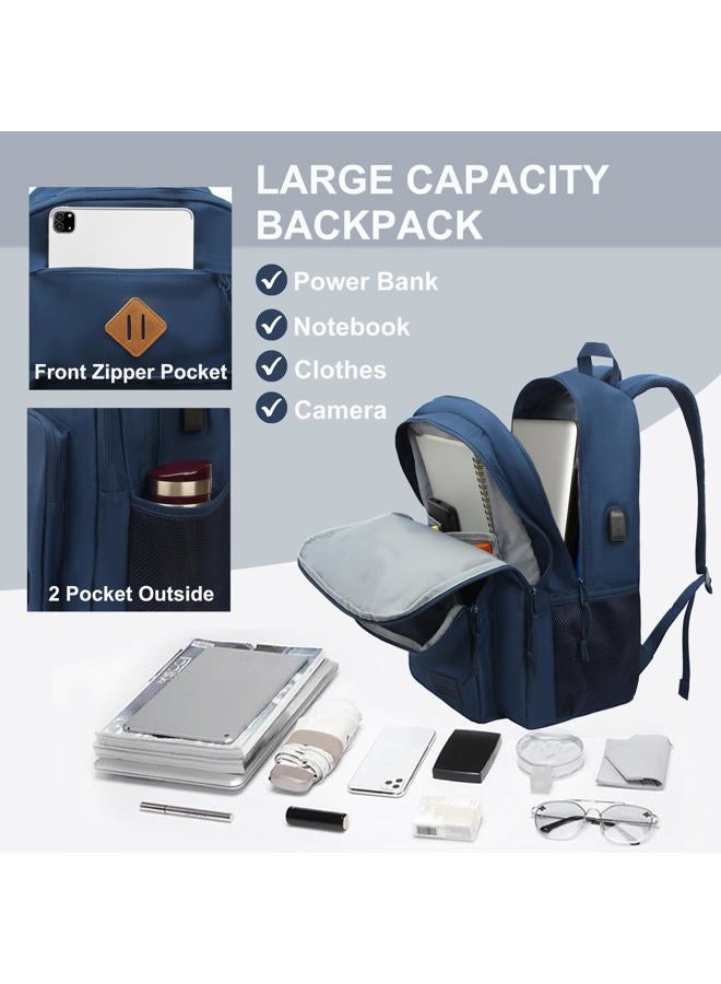 KEOFID Laptop Backpack, Travel Backpack for Men and Women, USB Charging Port, Full Blue, 17.3Inches, Classic - Image 3