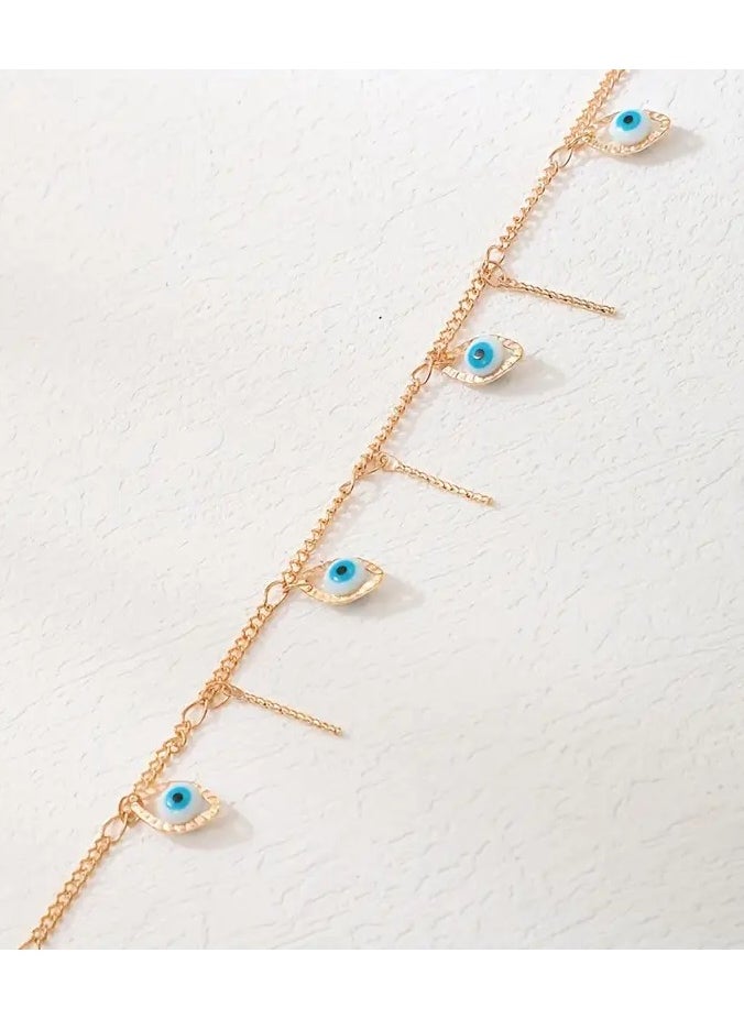 Home Clearance Sale 1pc Elegant Luxury Alloy Choker Necklace Pendants, Adjustable Single Layer Clavicle Chain, Fashionable Handmade Jewelry with Eye Charms  - Image 4