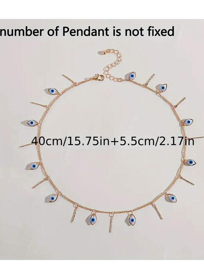Home Clearance Sale 1pc Elegant Luxury Alloy Choker Necklace Pendants, Adjustable Single Layer Clavicle Chain, Fashionable Handmade Jewelry with Eye Charms  - Image 3