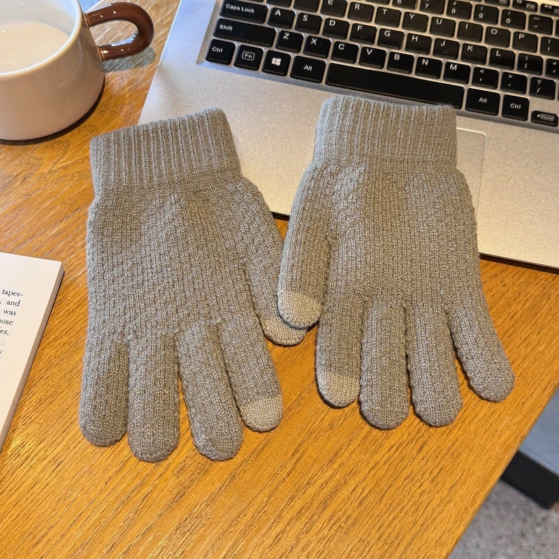 Japanese Style Cute Plush Gloves Womens Winter Warm Anti-cold Long Gloves Touchscreen Compatible Snowy Atmosphere Sensation 4-grey 