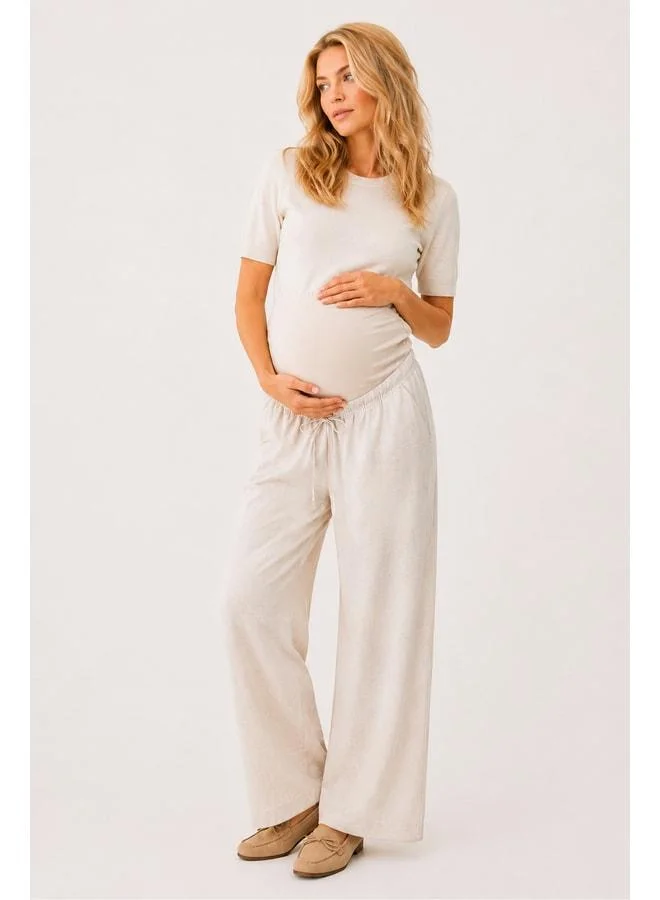 LuvmaBelly MYRA8800 – Natural Linen Summer Maternity Pants.