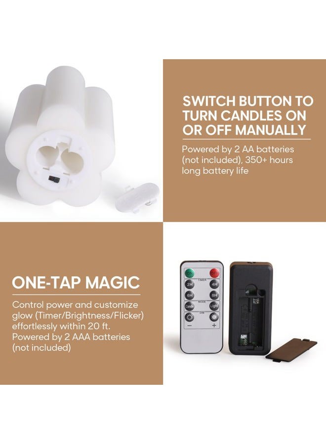Girimax White Floral Flameless Pillar Candles with Remote, Real Wax Flickering Battery Operated LED Candles Set of 2 - Image 3