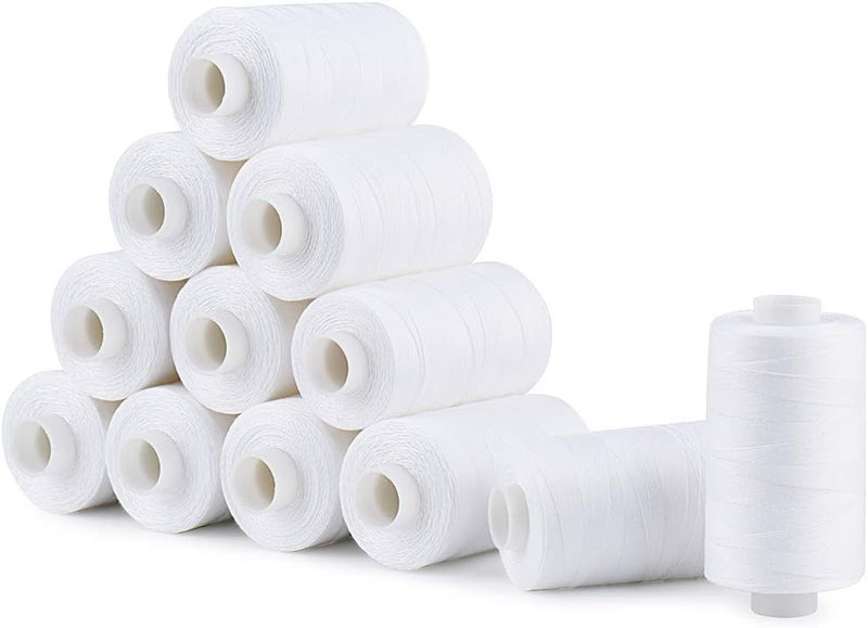 simthread All Purposes Cotton Quilting Thread 50s/3 Thread for Piecing Sewing etc - 550 Yards Each (12 White) - Image 2