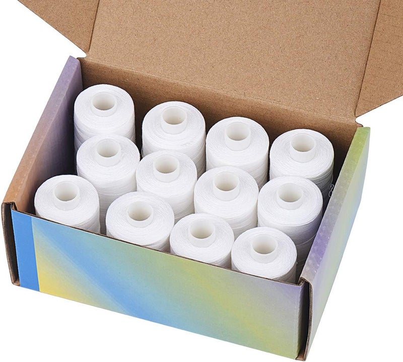 simthread All Purposes Cotton Quilting Thread 50s/3 Thread for Piecing Sewing etc - 550 Yards Each (12 White) - Image 5
