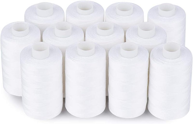 simthread All Purposes Cotton Quilting Thread 50s/3 Thread for Piecing Sewing etc - 550 Yards Each (12 White) - Image 1