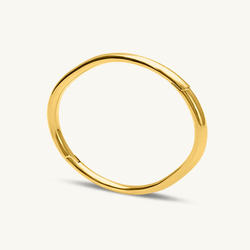 PALMONAS 18k Gold Tone Plated Gilded Oval Bangle Bracelet for Women - Image 1