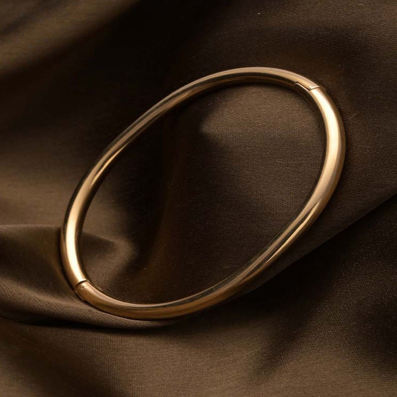 PALMONAS 18k Gold Tone Plated Gilded Oval Bangle Bracelet for Women - Image 2