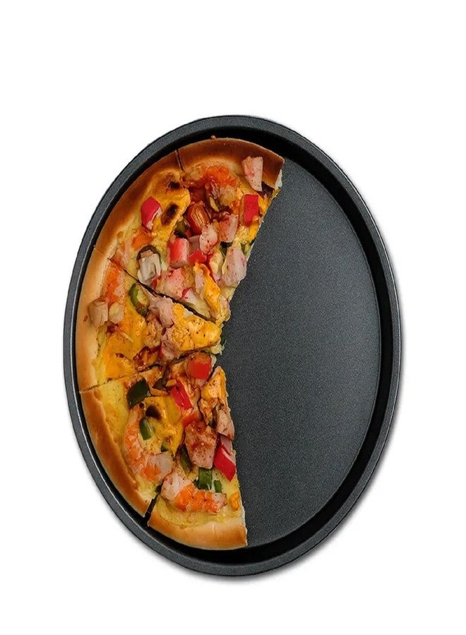 Aakarit Big Box 10 Inch Carbon Steel Pizza Tray | Non-Stick Bakeware | Round Shape Plate Cake Pan Baking Mould | Used in Serving Microwave Oven Tools | Black (24 cm) - Image 1
