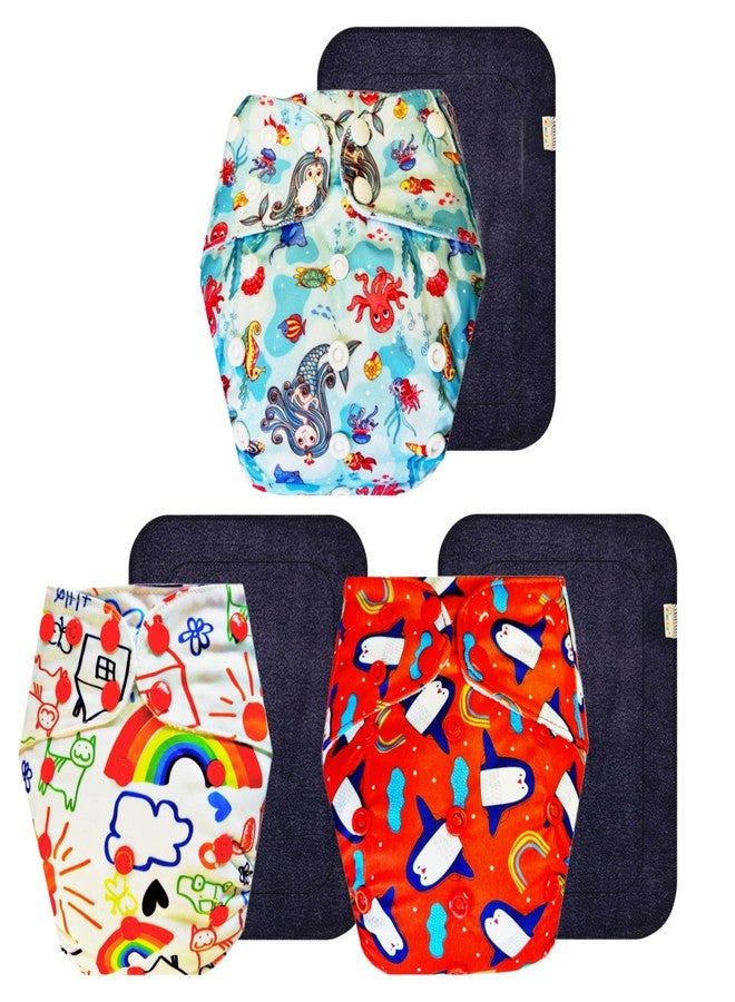 Dumbledo Premium Cloth Diaper with Black Insert (Pack of 3) | Snug Fit | Leakproof | Adjustable Snaps | All-Day Wear | 3 Months - 3 Years | Unisex Baby - Image 1