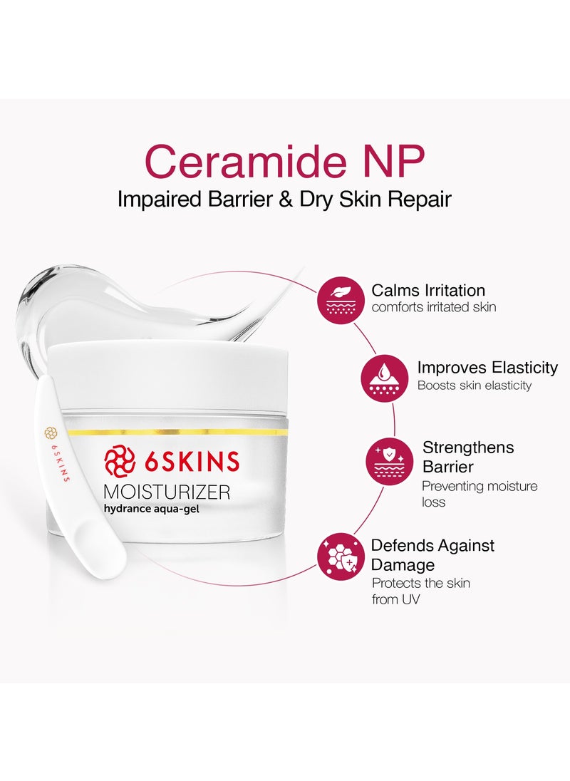 6SKINS - Aqua Gel Face Moisturizer with Niacinamide and Ceramides, Ultra Light Daily Moisturizer Face Cream - K Beauty Skincare for Plumping & Glowing Skin, For All Skin Types Non-Greasy 50ml / 1.7 oz - Image 1