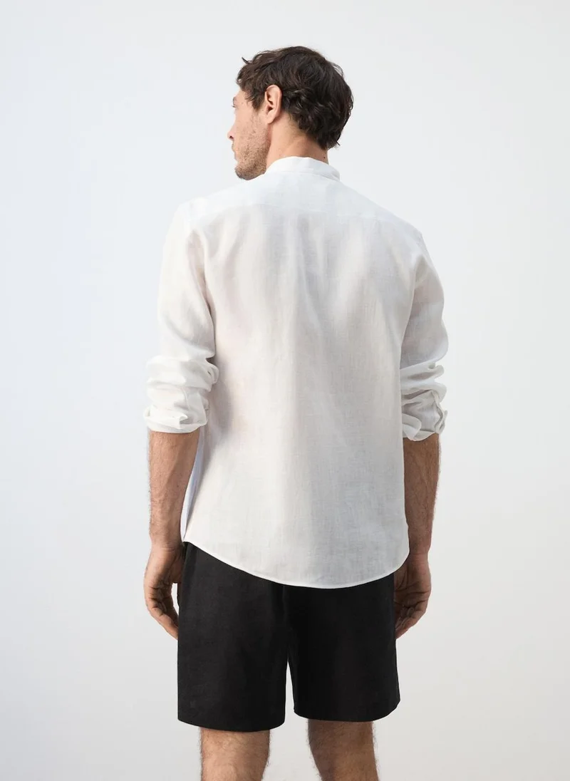 مانجو مان Regular-Fit 100% Linen Shirt