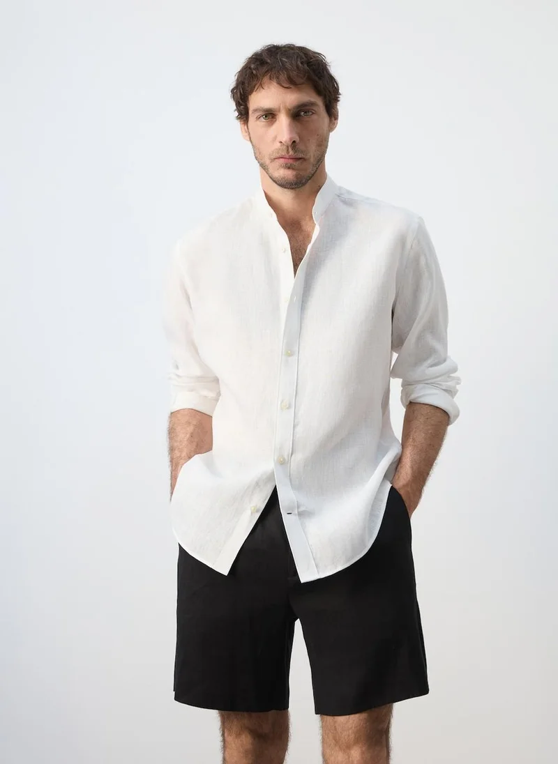 مانجو مان Regular-Fit 100% Linen Shirt