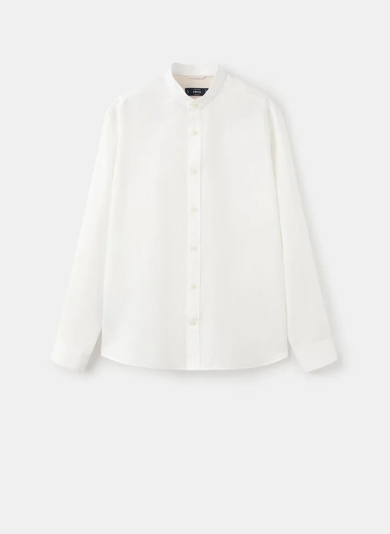Mango Man 01-BLANCO Regular-Fit 100% Linen Shirt for Men | Best Price UAE