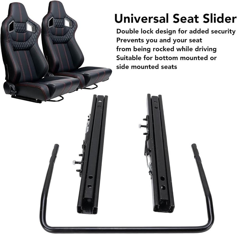 Universal Seat Slider Rails Side Mount Dual Locking Steel Adjustable Track Kit - Image 4