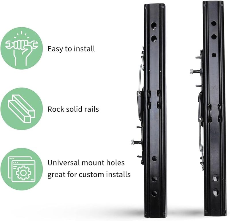 Universal Seat Slider Rails Side Mount Dual Locking Steel Adjustable Track Kit - Image 3