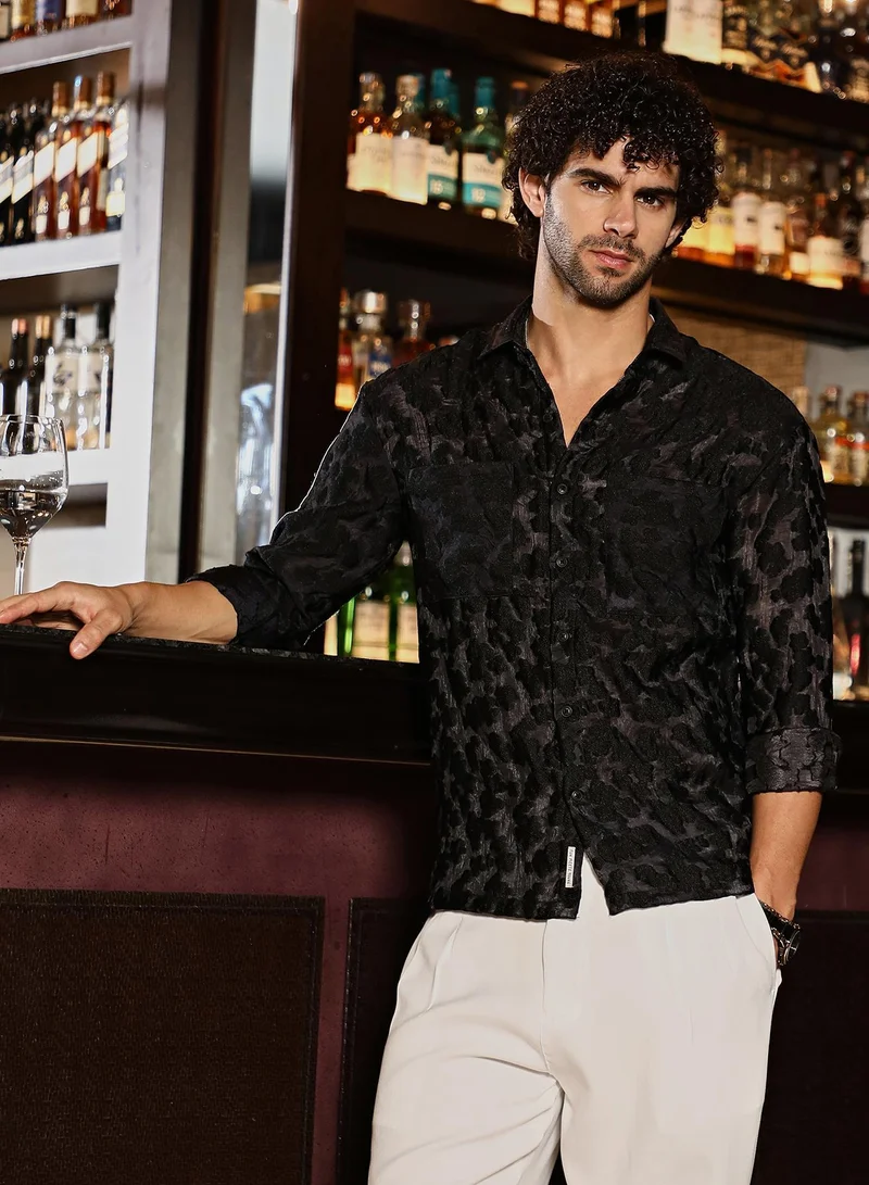 CAHOOT Men's Charcoal Grey Nimbus Dark-Tone Shirt