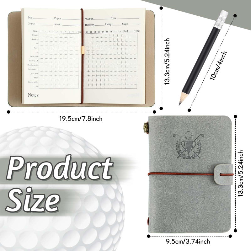 Yexiya Golf Scorecard Book with Pencil Leather Golf Journal Scorecard Holder Accessories Notebook Log Book Pocket Scorebook Gifts for Men Golfers, Sports and Outdoor Club Accessories(Gray) - Image 2
