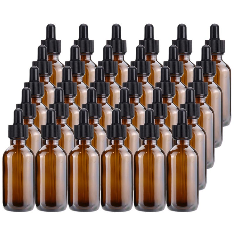 Kingrol Kingrol 30 Pack Amber Glass Bottles with Glass Eye Dropper 2 oz Dropper Bottles for Essential Oils Perfumes Aromatherapy Chemistry Lab Chemicals  - Image 1