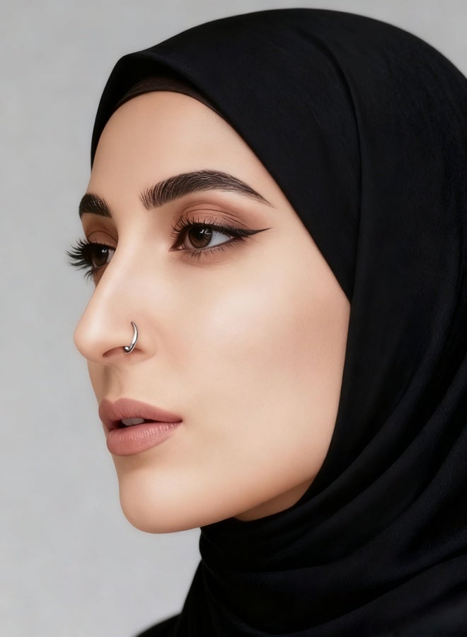 2 قطعة من حلق الأنف المزيف على شكل دائرة D تصميم جذاب بدون ثقب الأنف مشبك مع الفولاذ المقاوم للصدأ الحاجز الأنفي أسلوب الموضة مجوهرات الجسم للارتداء اليومي ليالي المواعدة الحفلات المهرجانات ملابس العطلات التجمعات، الذهب والفضة - Image 3