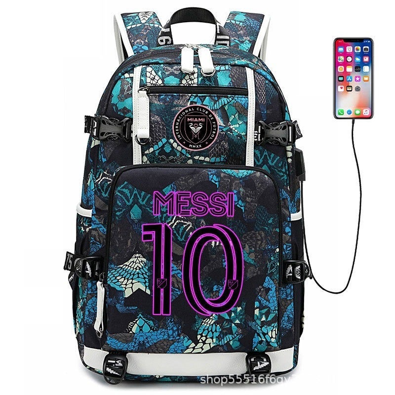 Football Star Backpack for Kids & Adults - Large Capacity Sports Backpack with USB Port, Waterproof Oxford Fabric, Breathable & Durable, Ideal for Soccer, Basketball, Gym, Travel
