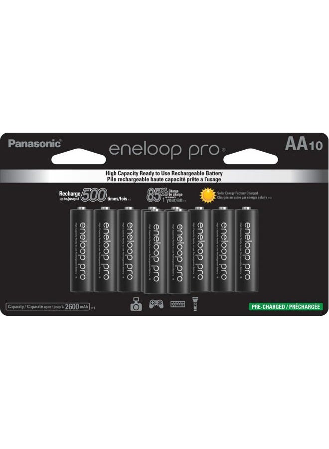 eneloop Panasonic BK-3HCCA10FA pro AA High-Capacity Ni-MH Pre-Charged Rechargeable Batteries, 10-Battery Pack - Image 1