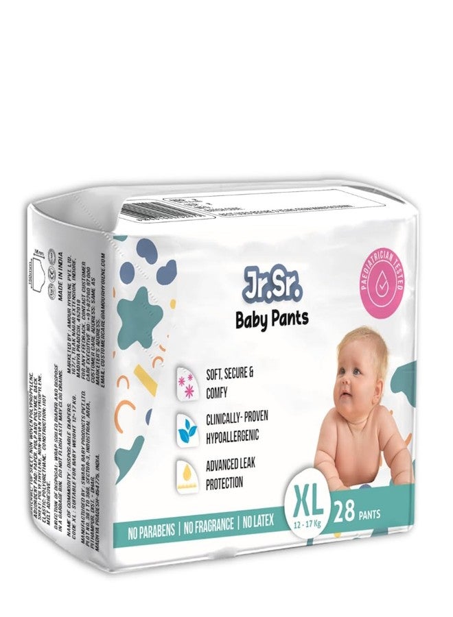 Jr. Sr. Baby Diaper Pants | Extra Large (XL) Size (12-17 kg), 28 Count | Pack of 1 | Upto 12 hr Absorption with Advanced Leak Protection | Safe For Babies Skin | Soft, Secure & Comfy - Image 1