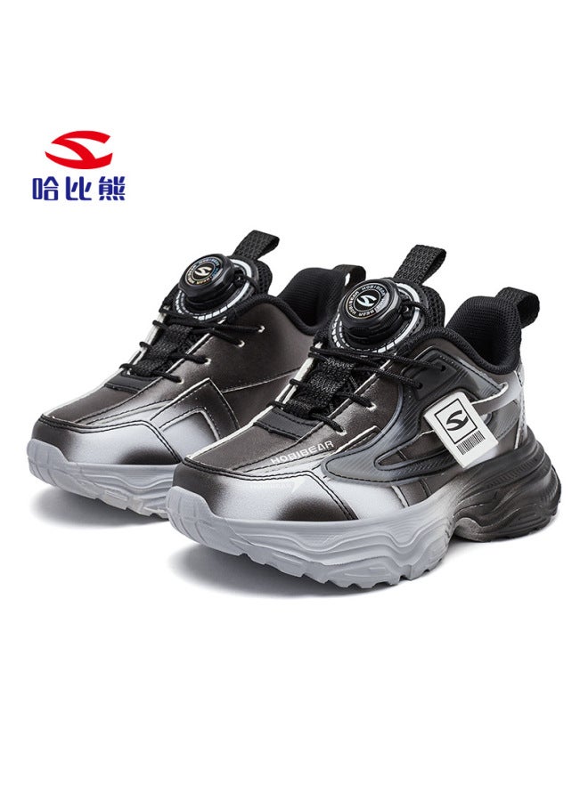 Habib Bear Leather Button Shoes Boys Sneaker Autumn Girl Torre Shoes Light Wear-resistant Children's Shoes A Generation Of Hair