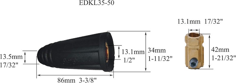 RIVERWELD TIG Welding Cable Panel Connector Socket EDKL35-50 315Amp with Black and Red Color Dinse-Style Quick Fitting 4pcs - Image 2