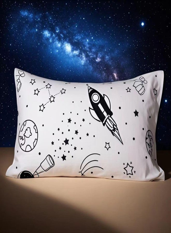 MAG White Space Pillowcases, 2 Packed ForToddlers Kids,Boys Teens and Girls, Galaxy Style,Size 20”*30” (Queen, Black and White) - Image 1