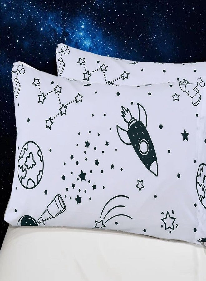 MAG White Space Pillowcases, 2 Packed ForToddlers Kids,Boys Teens and Girls, Galaxy Style,Size 20”*30” (Queen, Black and White) - Image 3