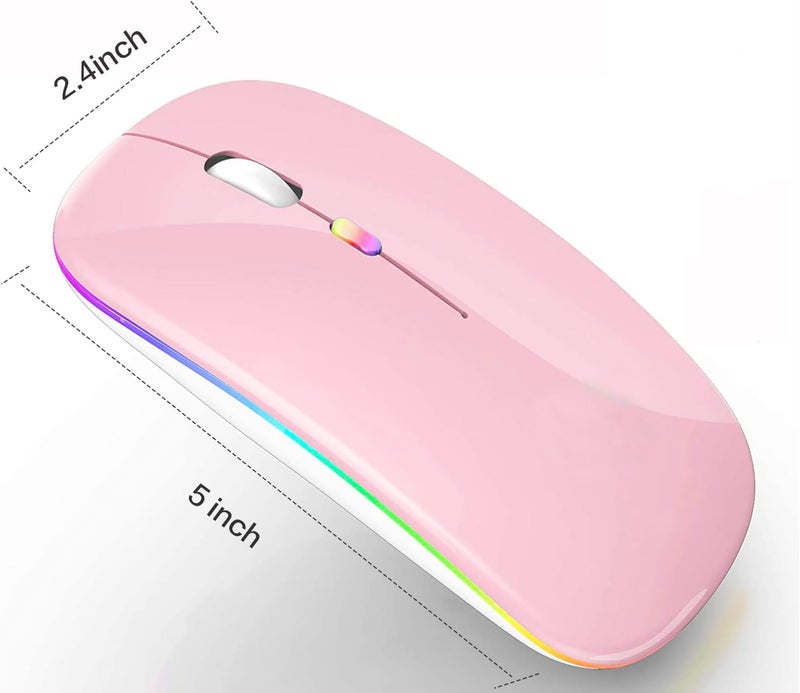 PEIBO Bluetooth Wireless Mouse for Laptop mac MacBook ipad MacBook air MacBook pro pc Desktop Computer Windows Chromebook Notebook (Pink White) - Image 5