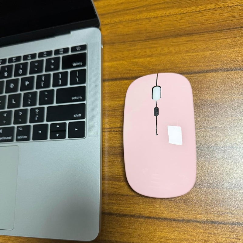 PEIBO Bluetooth Wireless Mouse for Laptop mac MacBook ipad MacBook air MacBook pro pc Desktop Computer Windows Chromebook Notebook (Pink White) - Image 2