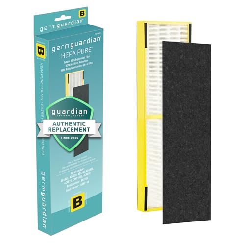 GermGuardian Filter B HEPA Pure Genuine Air Purifier Filter, Removes 99.97% of Pollutants, Wildfire Smoke, Odors, for AC4825, AC4300, AC4850, AC4880, AC4900, CDAP4500, AP2200, Black/Yellow, FLT4825 - Image 1