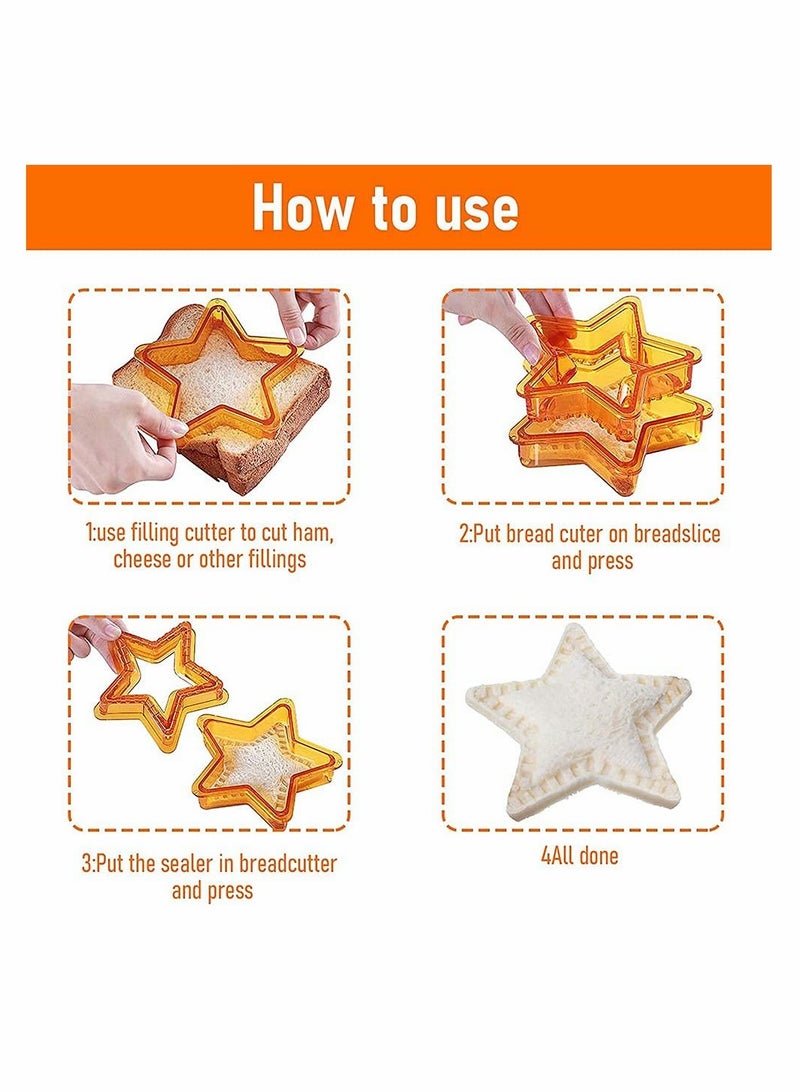 KASTWAVE Sandwich Cutter And Sealing Machine, 3 Sets Of Children'S Bento Sandwich Cutter Bento Box Non-Crusting Sandwich Maker, Star-Shaped Sandwich Scourer Mold For Boys And Girls - Image 3