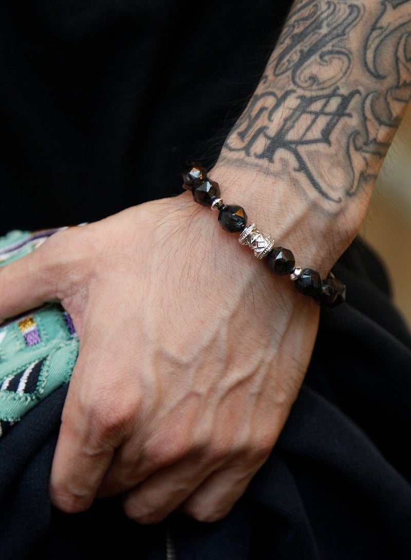 AWNL Nuummite Beaded Bracelet With Wealth Rune-Engraved Natural Gemstones Gift for Men - Image 2