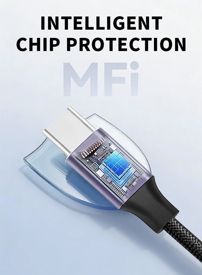 نيفوكسيل كابل USB-C إلى Lightning بطول 3.28 قدم، معتمد من Apple MFi، يدعم الشحن السريع PD 20W، كابل شحن متين مجدول من النايلون من Type-C إلى Lightning متوافق مع iPhone 14/13/12/11 وسلسلة Pro وiPad - Image 3