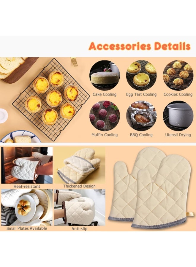 سوفام 7 قطعة أواني الخبز المجموعة: Includes Pizza Pan, 6-Cup الكعك, Round & Square Pans, رغيف الأواني خبز مجموعة مع رف وقفازات القطن - Image 3