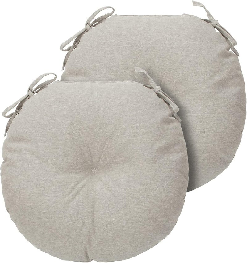 FUNHOME Bistro Chair Cushions 15 inch,Set of 2,Tufted Round Chair Cushions with Ties,15"x15"x4",Water Resistant Round Seat Cushion for Barstool Chairs,Patio Garden Kitchen Outdoor Furniture(Light Brown) - Image 2