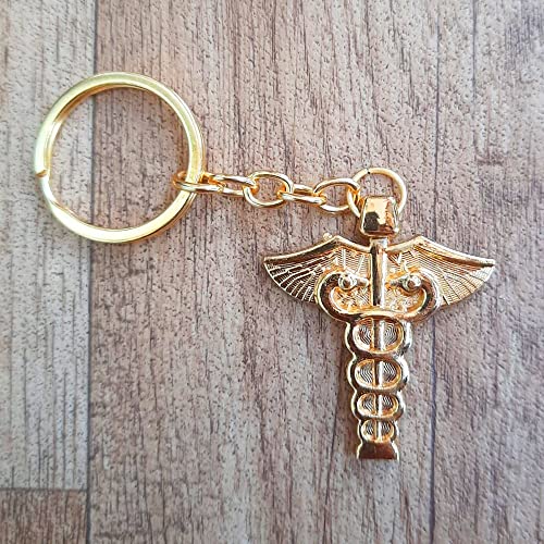 Yey Doctor Logo Golden Plated Keychain Metal Keyring With Doctor Symbol/Caduceus Best Gift for Doctors & Medical Staff for Birthday & Doctor's Day - Image 3
